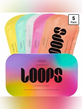 LOOPS Hydrogel Face Masks Set of 5 Variety Pack - New in Box